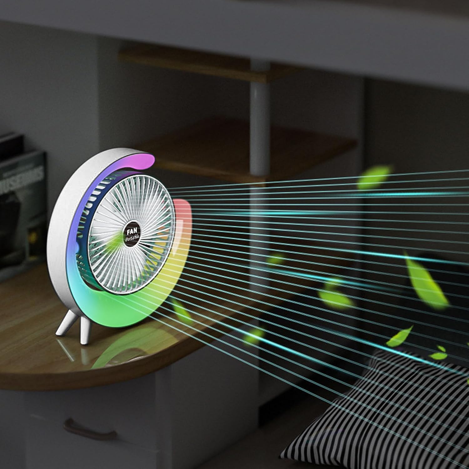 Ventilador USB Recargable con Luces LED